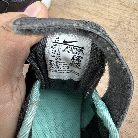 Nike Toddler Flex Contact 2 Size 5C Black & Teal Sneakers‎ With Strap Size 5C - Picture 6 of 7